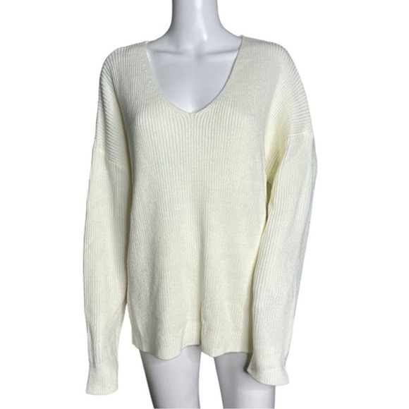 Lumiere Sweater Womens Medium Cream Chunky Knit Casual Preppy Neutral Minimalist - Picture 1 of 6